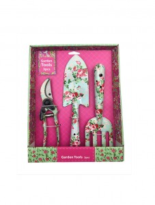 3pcs Metal Floral Printed Garden Tool Kits