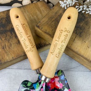 4pcs Floral Printed Garden Tool Kits with wood handles