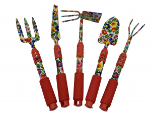 5pcs Floral Printed Garden Tool Sets with soft handles