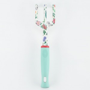 5pcs Floral Printed Aluminum Garden Tool Kits with rubber handles