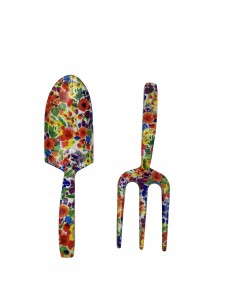 2pcs Floral Printed Aluminum Garden Tool Kits including garden trowel and fork