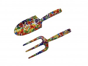 2pcs Floral Printed Aluminum Garden Tool Kits including garden trowel and fork