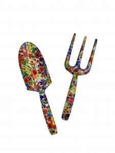 2pcs Floral Printed Aluminum Garden Tool Kits including garden trowel and fork