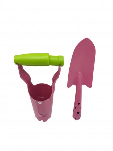 2pcs Pink Garden Tool Kits including garden trowel and bulb planter with Depth Marker, Automatic Soil Release Handle Seed Planting Tool for Bulbs, Ideal Bulb Planting Tool