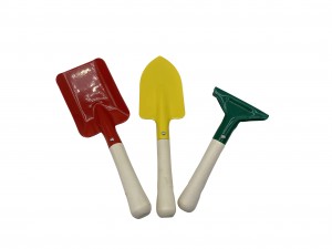 3pcs Colorful Kids Garden Tool Kits including garden trowel, shovel and rake with wood handles