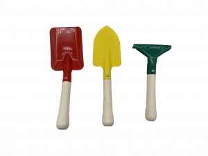 3pcs Colorful Kids Garden Tool Kits including garden trowel, shovel and rake with wood handles