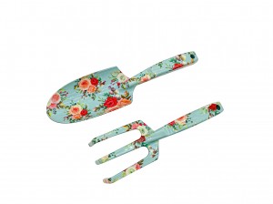 2pcs Floral Printed Aluminum Garden Tool Kits including garden trowel and rake