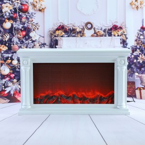 White Fireplace Lanterns Decorative Flameless Portable Led Lantern Battery Operated and USB Operated 6 Hours Timer Like Real Flame Shape Fireplace Lanterns for Home Desk Decoration