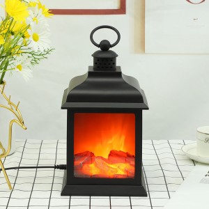 Fireplace Lantern and Battery Operated USB Operated 6 Hour Timer Included Tabletop Fireplace Lantern Indoor/Outdoor Fireplace Lamp (1 Pack House Shape No Heater Function Size:6.3×5.5×12 Inch) for Home Desk Decoration