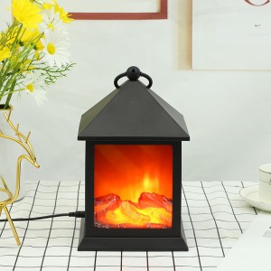 Fireplace Lanterns Decorative Flameless Portable Led Lantern Battery Operated and USB Operated 6 Hours Timer Like Real Flame Shape Fireplace Lanterns for Home Desk Decoration