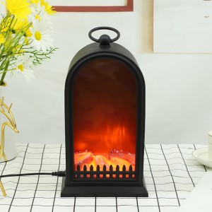 Fireplace Lanterns Decorative Flameless Portable Led Lantern Battery Operated and USB Operated 6 Hours Timer Like Real Flame Shape Fireplace Lanterns for Home Desk Decoration