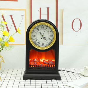 Led Fireplace Lanterns Decorative Flameless Portable Led Lantern with Clock Battery Operated and USB Operated 6 Hours Timer Like Real Flame Shape Fireplace Lanterns for Home Desk Decoration