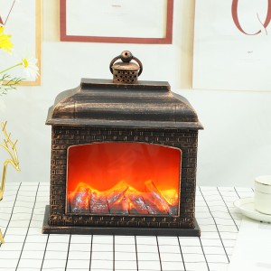 Led Fireplace Lanterns Decorative Flameless Portable Led Lantern with Clock Battery Operated and USB Operated 6 Hours Timer Like Real Flame Shape Fireplace Lanterns for Home Desk Decoration