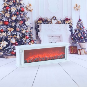 White Fireplace Lanterns Decorative Flameless Portable Led Lantern Battery Operated and USB Operated 6 Hours Timer Like Real Flame Shape Fireplace Lanterns for Home Desk Decoration