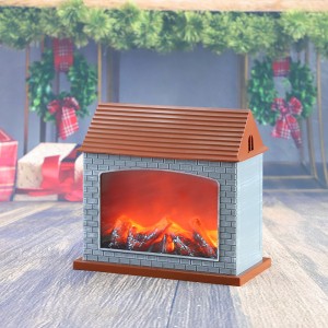 Fireplace Lanterns Decorative Flameless Portable Led Lantern Battery Operated and USB Operated 6 Hours Timer Like Real Flame House Shape Fireplace Lanterns for Home Desk Decoration