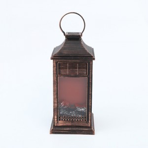 Led Fireplace Lanterns Decorative Flameless Portable Led Lantern with Clock Battery Operated and USB Operated 6 Hours Timer Like Real Flame Shape Fireplace Lanterns for Home Desk Decoration