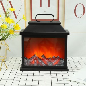 Fireplace Lanterns Decorative Flameless Portable Led Lantern Battery Operated and USB Operated 6 Hours Timer Like Real Flame Shape Fireplace Lanterns for Home Desk Decoration