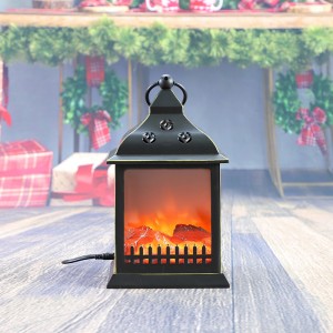 Fireplace Lanterns Decorative Flameless Portable Led Lantern Battery Operated and USB Operated 6 Hours Timer Like Real Flame Shape Fireplace Lanterns for Home Desk Decoration