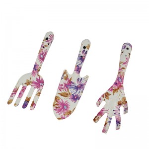 3pcs Floral Printed iron Garden Tool Kits including garden trowel, fork and 5 paws