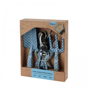 4pcs Floral Printed Garden Tool Kits including garden trowel, rake, pruning shears and gloves