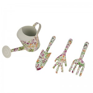 3pcs Floral Printed iron Garden Tool Kits including garden trowel, fork and 5 paws