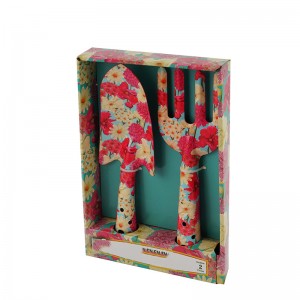 2pcs Floral Printed iron Garden Tool Kits including garden trowel and fork