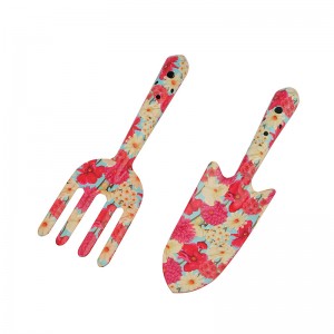 2pcs Floral Printed iron Garden Tool Kits including garden trowel and fork