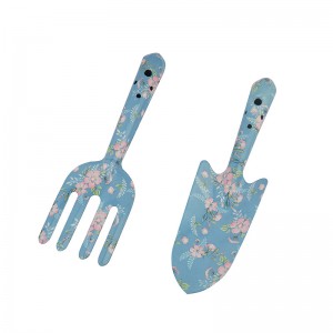 2pcs Floral Printed iron Garden Tool Kits including garden trowel and fork