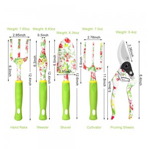 6pcs floral printed aluminum alloy garden tool sets