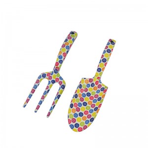 2pcs Floral Printed Aluminum Garden Tool Kits including garden trowel and fork