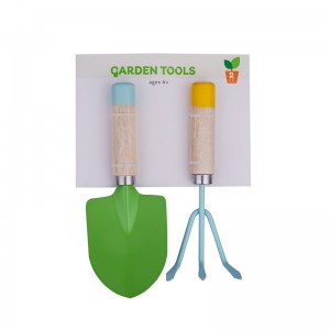 4pcs Iron Kids Garden Tool Kits including garden trowel and fork with wood handles