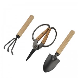 3pcs Floral Printed Garden Tool Sets including mini garden trowel, rake and tree trimming scissors in gift box