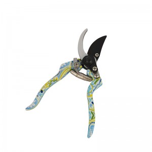 Floral Printed Aluminum bypass garden pruning shears, flower patterned garden scissors, tree trimming scissors