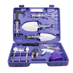 purple 2pcs Solid Color Aluminum Garden Tool Kits including garden trowel and fork with wood handles