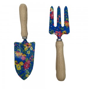 2pcs Floral Printed iron Garden Tool Kits including garden trowel and fork