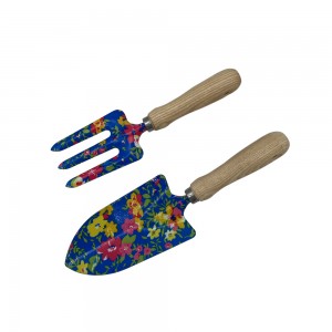 2pcs Floral Printed iron Garden Tool Kits including garden trowel and fork