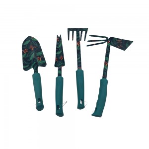 4pcs Floral Printed Garden Tool Sets with rubber handles