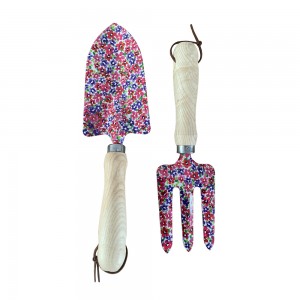 2pcs Floral Printed iron Garden Tool Kits including garden trowel and fork