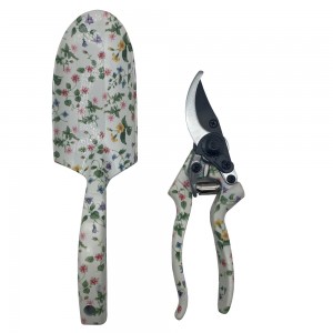 2pcs Floral Printed iron Garden Tool Kits including garden trowel and pruning shears