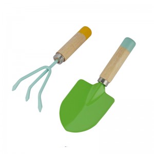 2pcs Iron Kids Garden Tool Kits including garden trowel and fork with wood handles