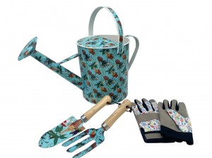 3pcs Flower Patterned Garden Tool Kits with watering can