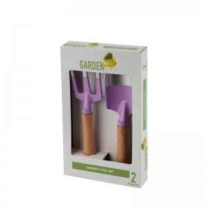 2pcs Solid Color Aluminum Garden Tool Kits including garden trowel and fork with wood handles