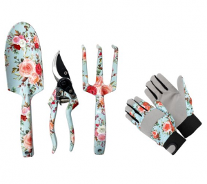 4pcs Floral Printed Garden Tool Kits with gift box