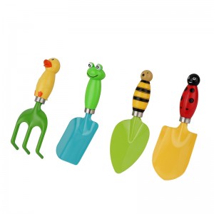 4pcs iron kids garden tool sets with cute animal handles