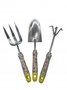 3pcs stainless steel Gardening Tool Kits with floral printed handles