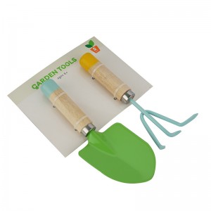 2pcs Iron Kids Garden Tool Kits including garden trowel and fork with wood handles