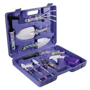 purple 2pcs Solid Color Aluminum Garden Tool Kits including garden trowel and fork with wood handles