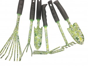 6pcs Floral Printed Garden Tool Sets with rubber handles