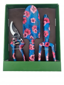 3pcs Floral Printed Green Flower Patterned Garden Tool Kits in Gift Box