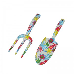 2pcs Floral Printed Aluminum Garden Tool Kits including garden trowel and fork